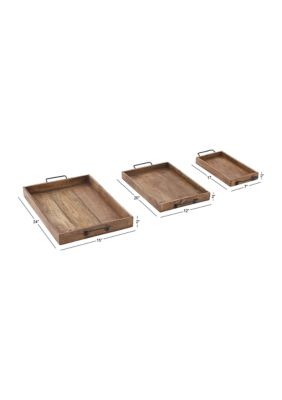 Rustic Mango Wood Tray - Set of 3