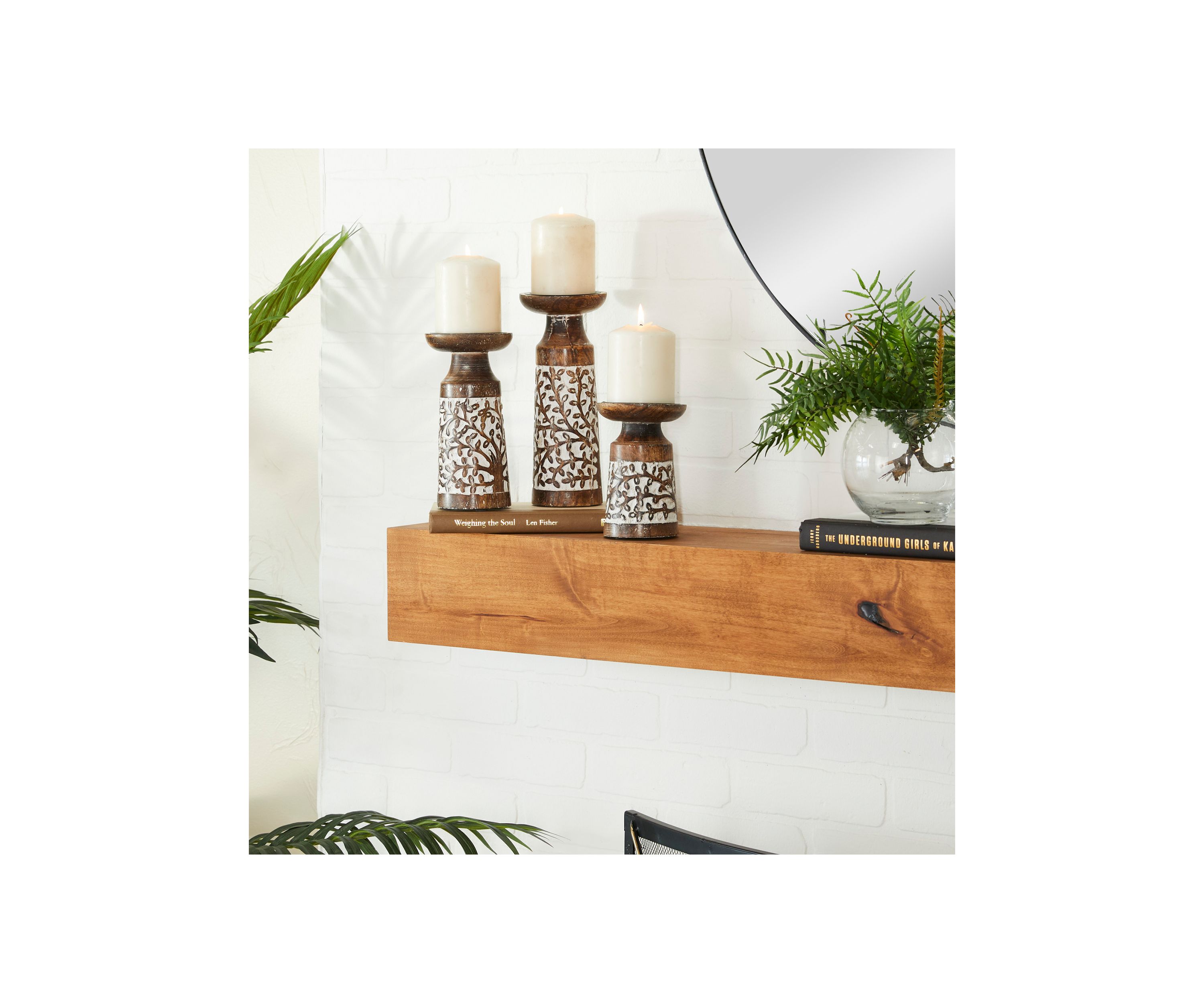 Coastal Mango Wood Candle Holder - Set of 3