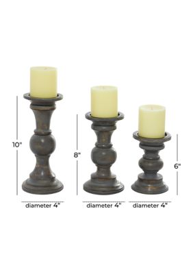 Traditional Wood Candle Holder - Set of 3