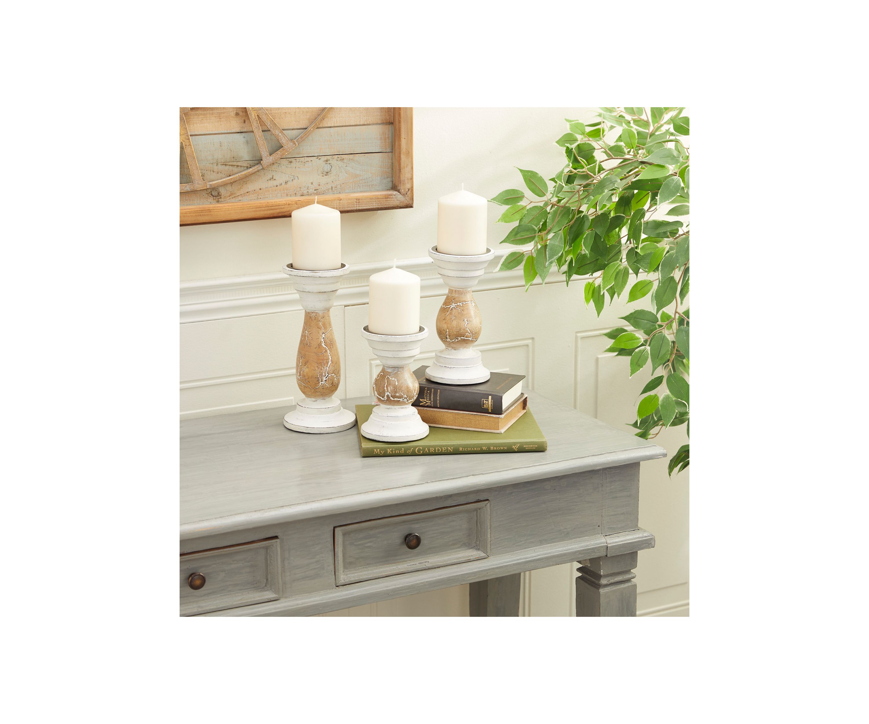 Farmhouse Wood Candle Holder - Set of 3