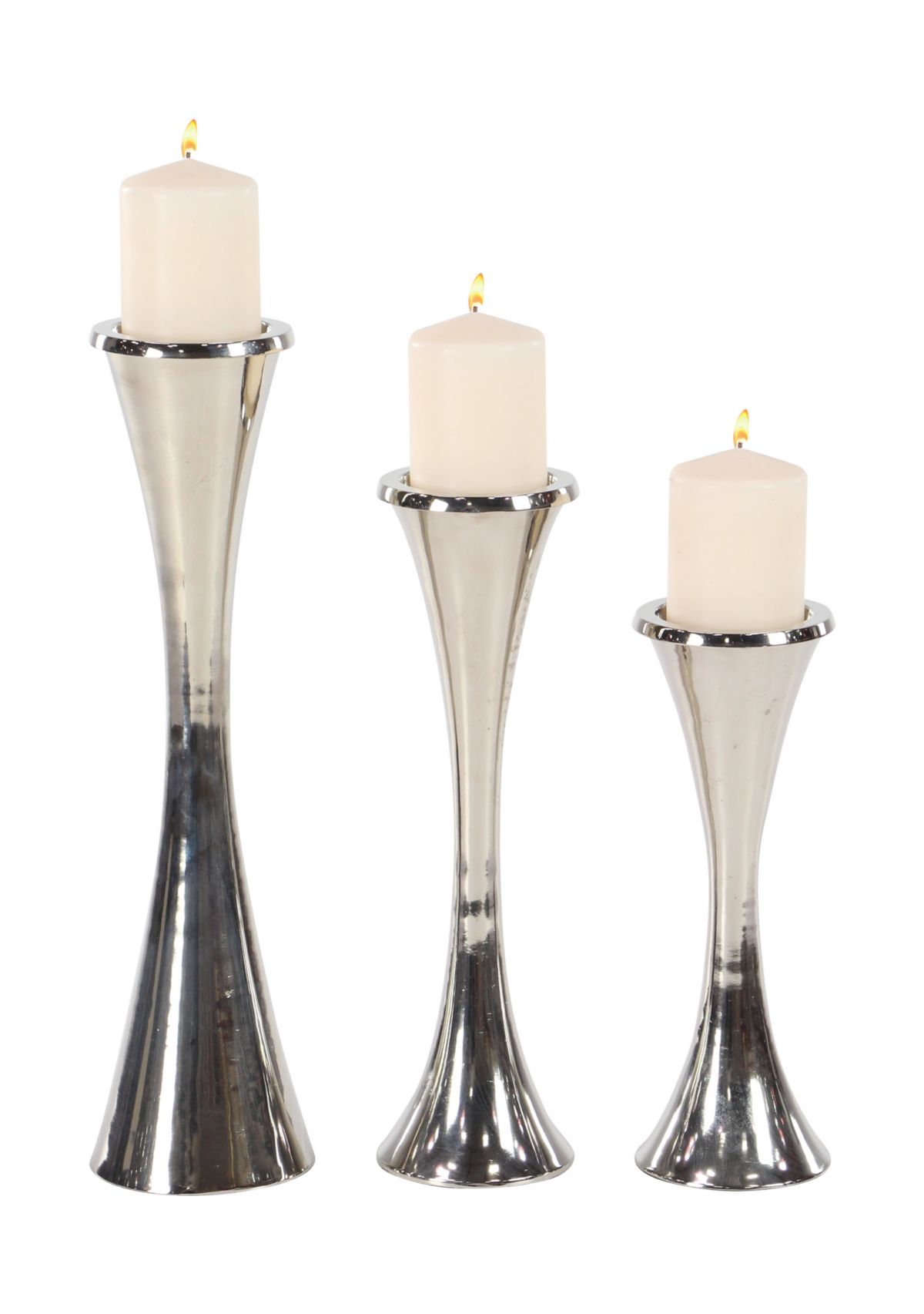Modern Aluminum Metal Candle Holder - Set of 3