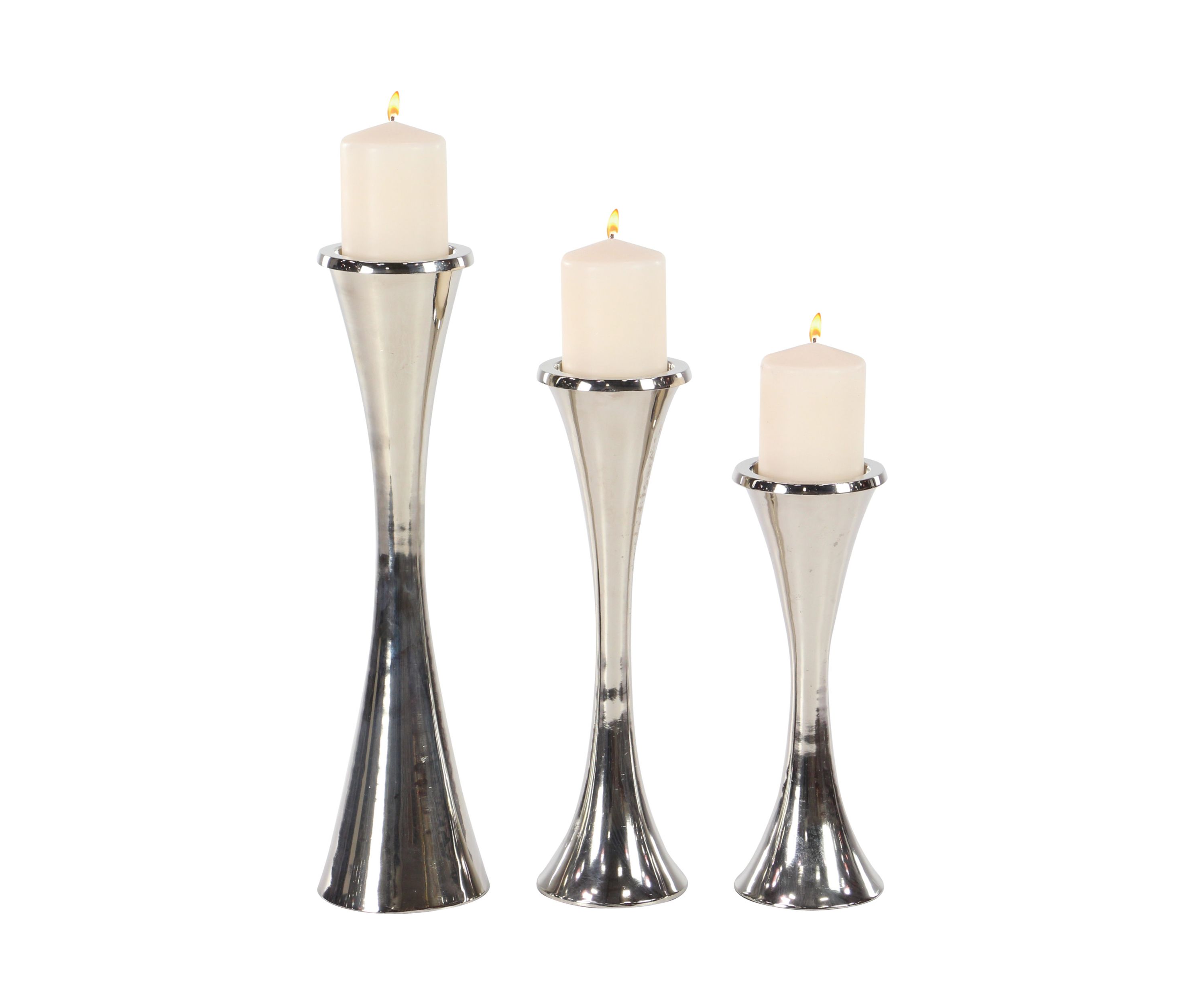 Modern Aluminum Metal Candle Holder - Set of 3