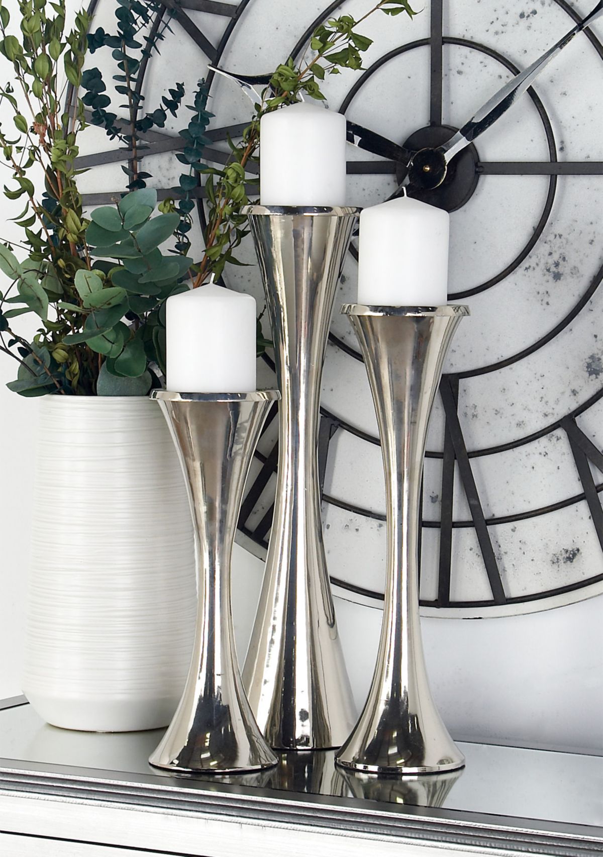 Modern Aluminum Metal Candle Holder - Set of 3