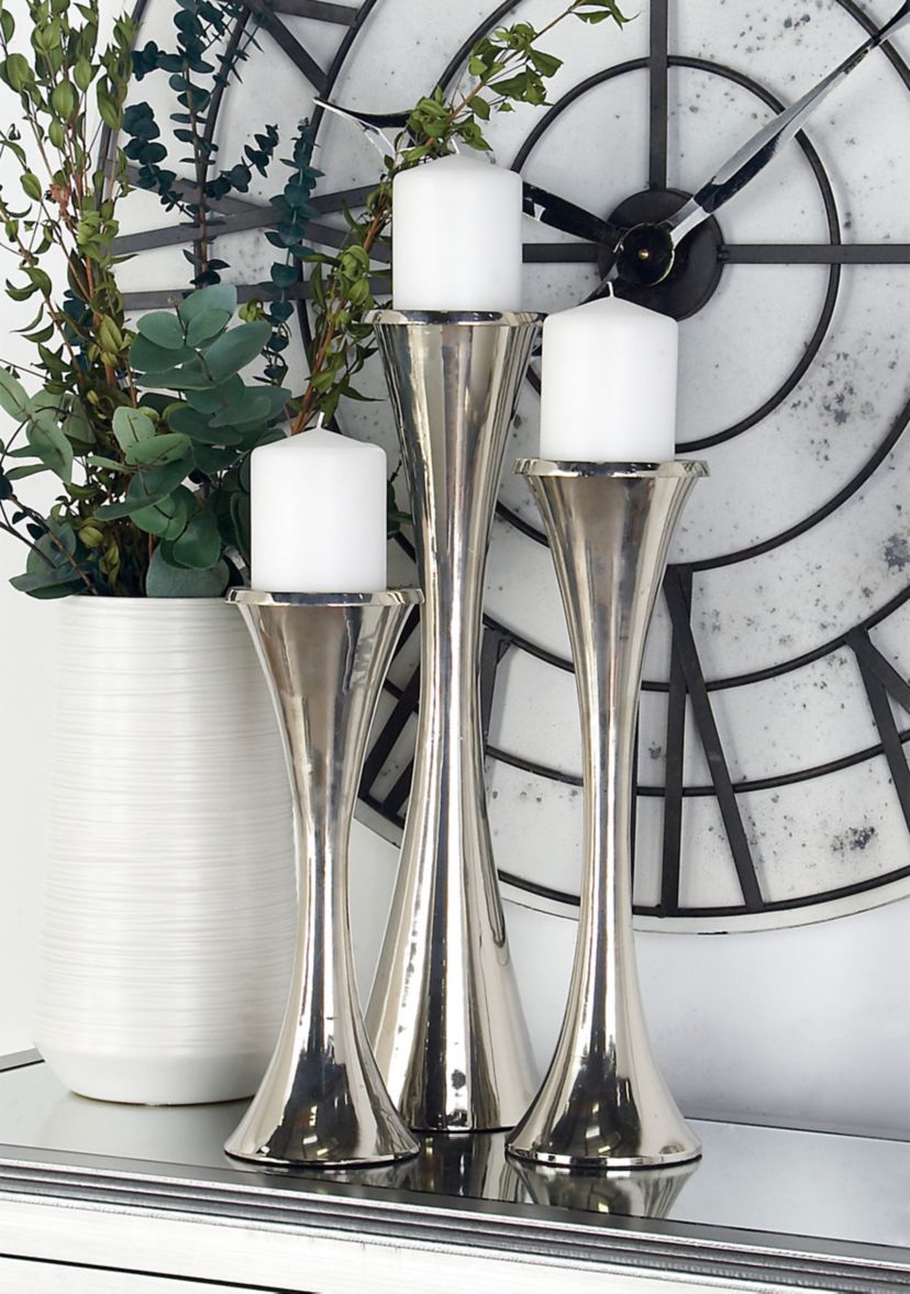 Modern Aluminum Metal Candle Holder - Set of 3