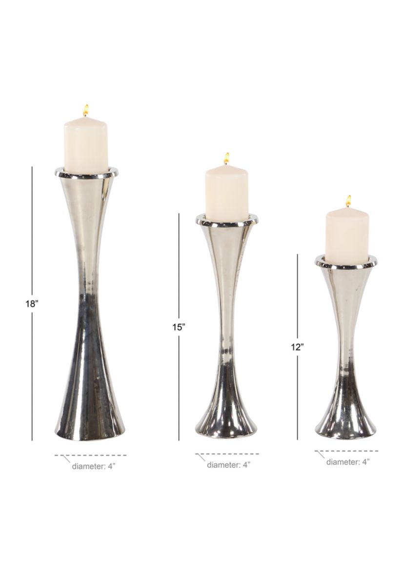 Modern Aluminum Metal Candle Holder - Set of 3