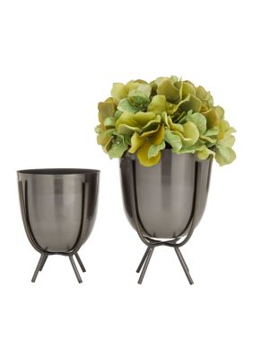 Contemporary Metal Planter - Set of 2