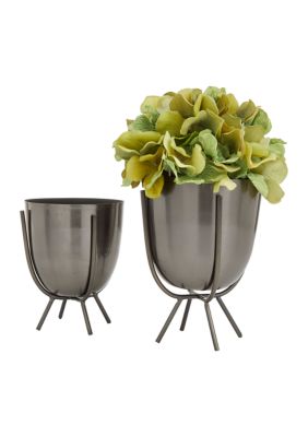 Contemporary Metal Planter - Set of 2