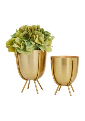 Contemporary Metal Planter - Set of 2