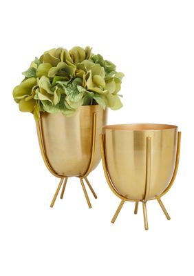 Contemporary Metal Planter - Set of 2