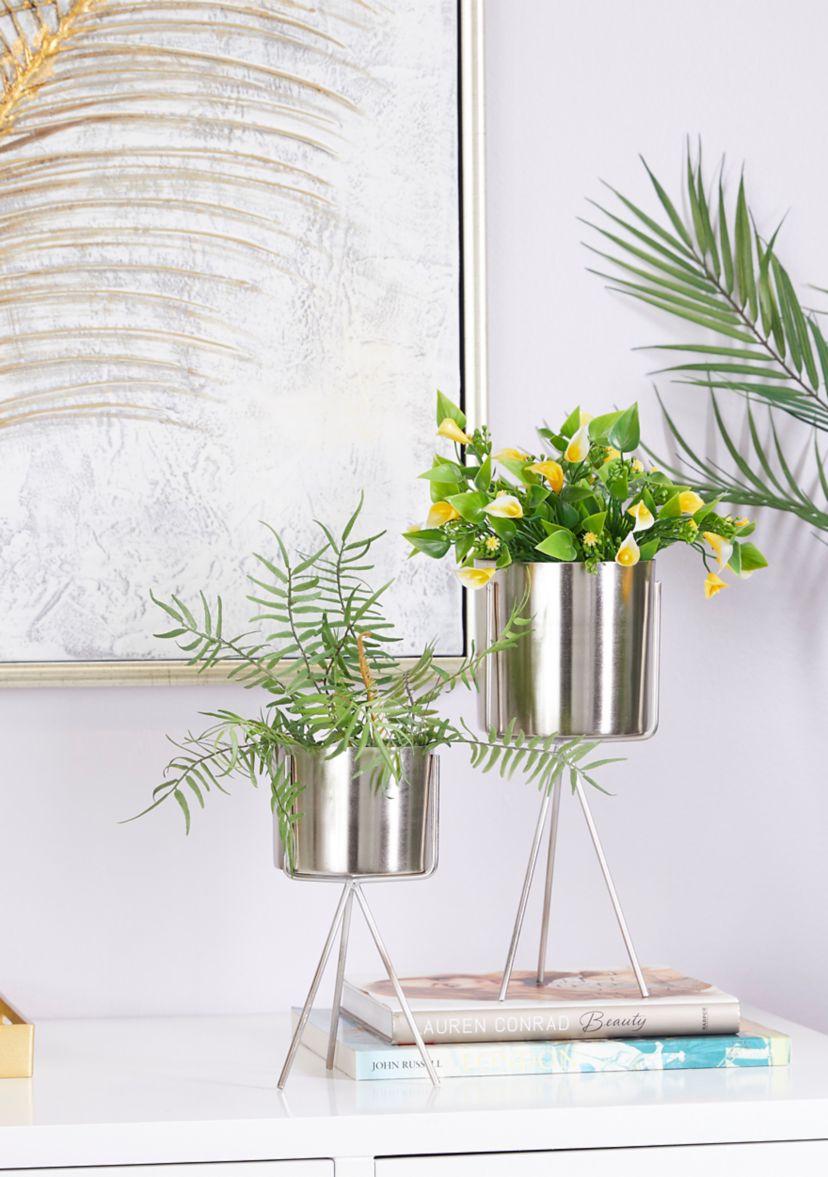 Contemporary Metal Planter - Set of 2