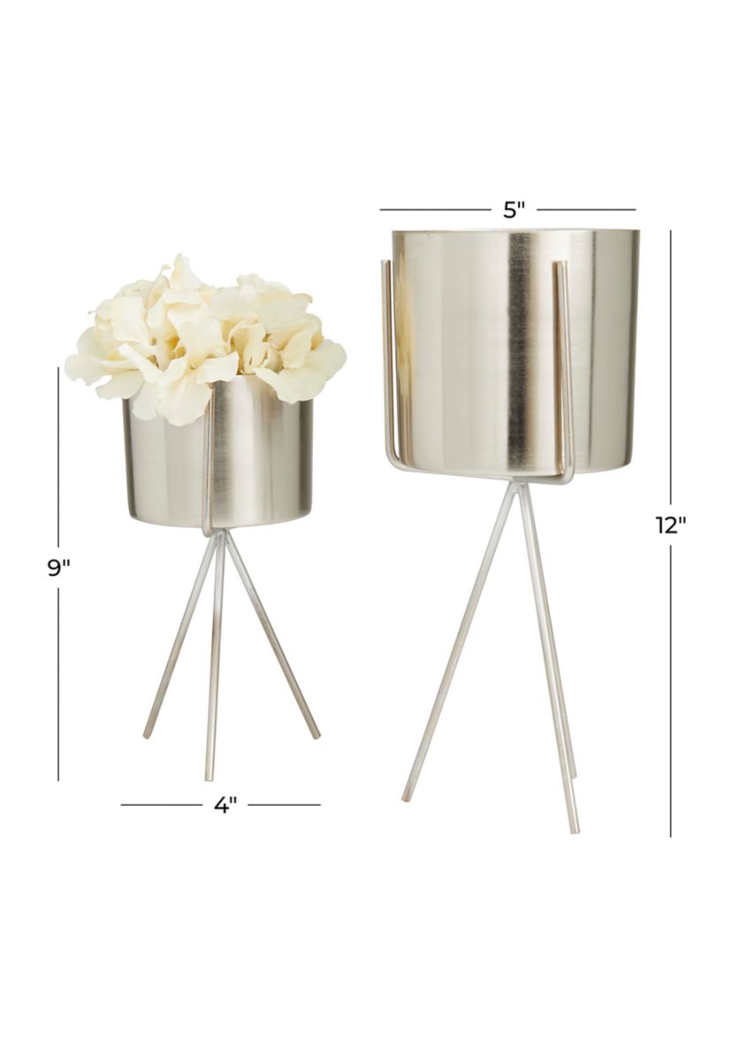 Contemporary Metal Planter - Set of 2