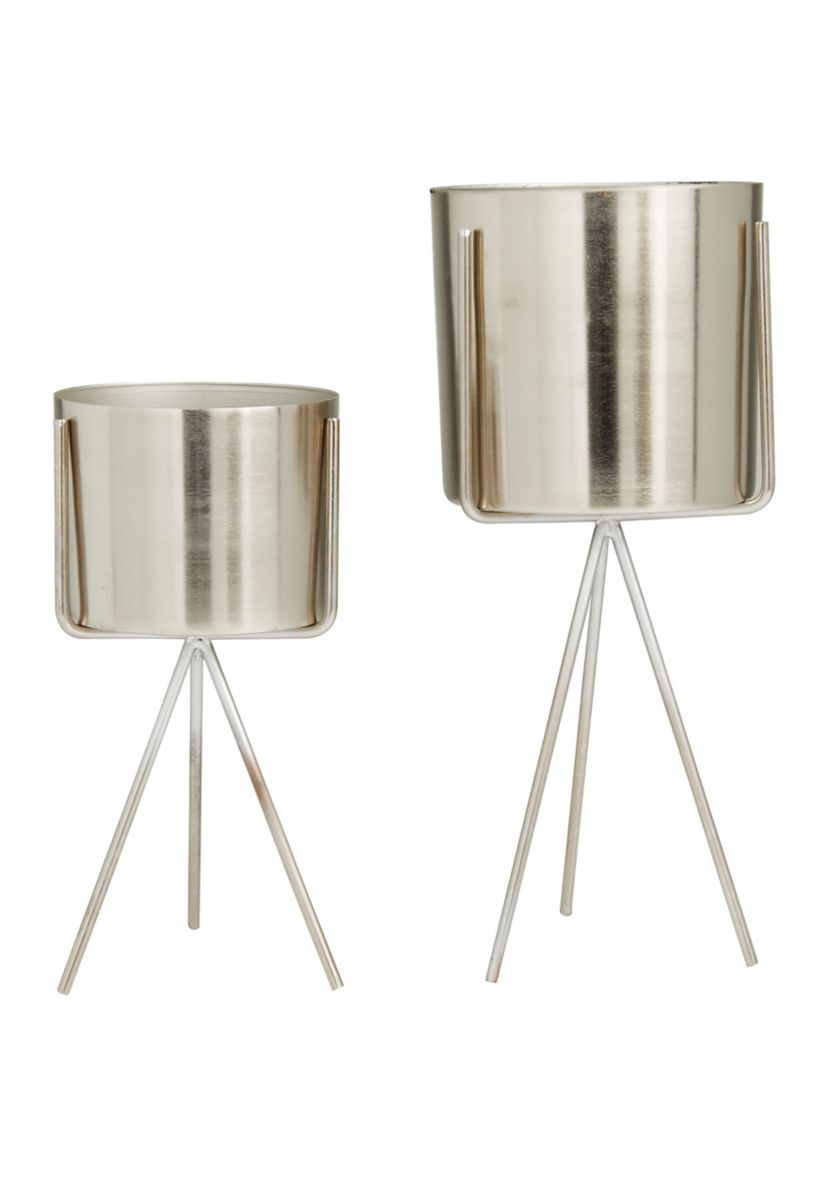 Contemporary Metal Planter - Set of 2