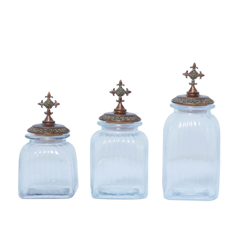 Traditional Glass Decorative Jars - Set of 3