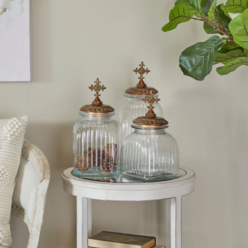 Traditional Glass Decorative Jars - Set of 3