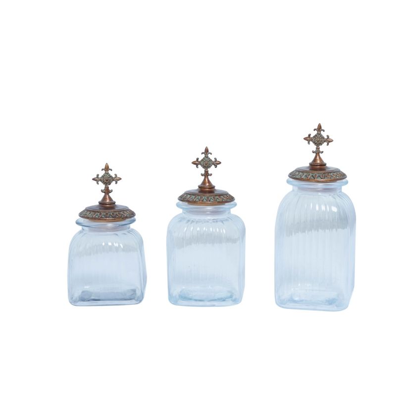 Traditional Glass Decorative Jars - Set of 3