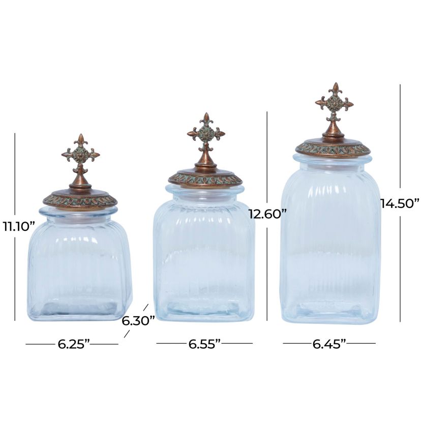 Traditional Glass Decorative Jars - Set of 3