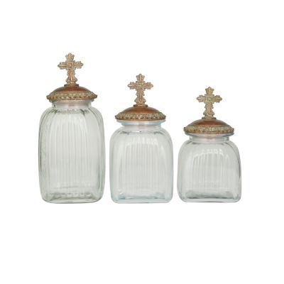 Traditional Glass Decorative Jars - Set of 3