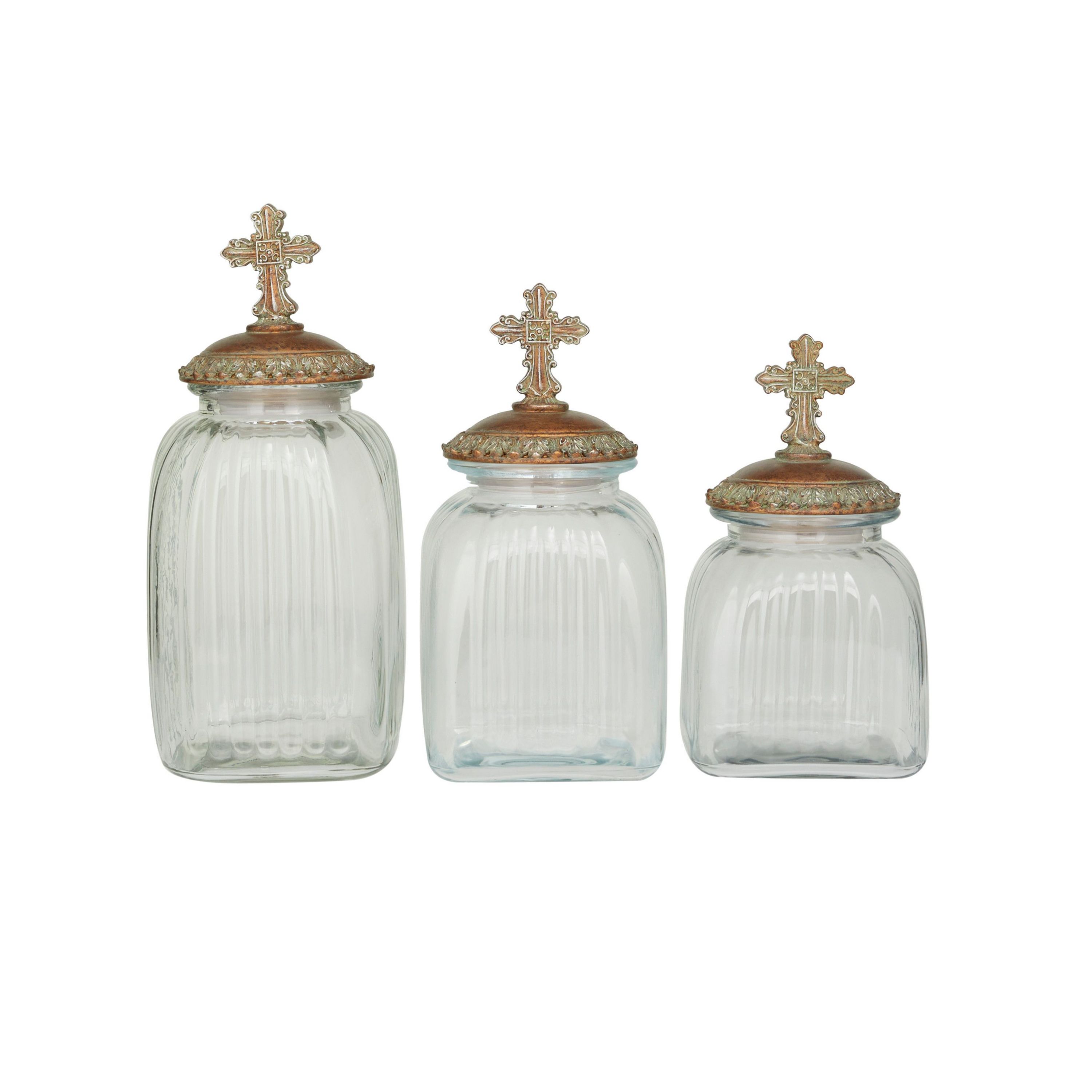 Traditional Glass Decorative Jars - Set of 3