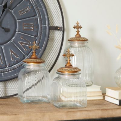 Traditional Glass Decorative Jars - Set of 3