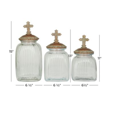 Traditional Glass Decorative Jars - Set of 3