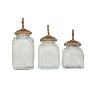 Traditional Glass Decorative Jars - Set of 3