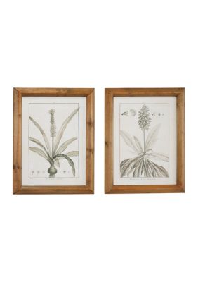 Vintage Wood Framed Wall Art - Set of 2