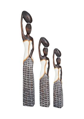 Bohemian Wood Sculpture - Set of 3