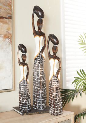 Bohemian Wood Sculpture - Set of 3