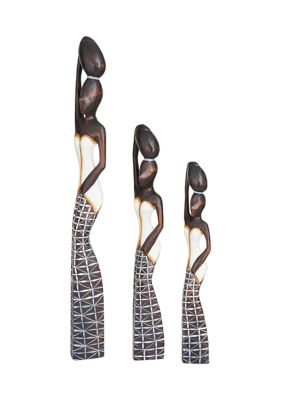 Bohemian Wood Sculpture - Set of 3