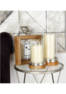 Traditional Wood Hurricane Lamp - Set of 3