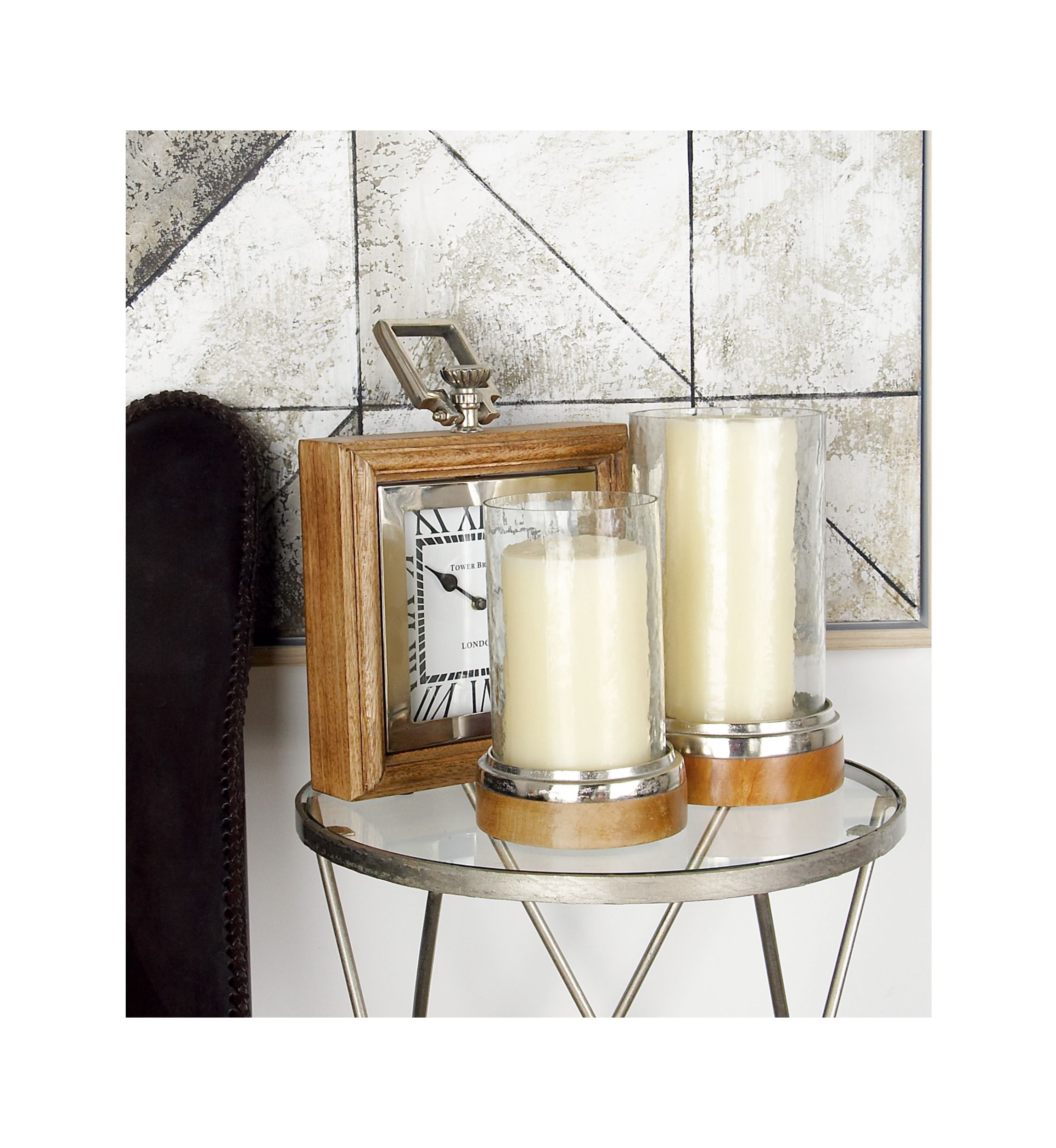 Traditional Wood Hurricane Lamp - Set of 3