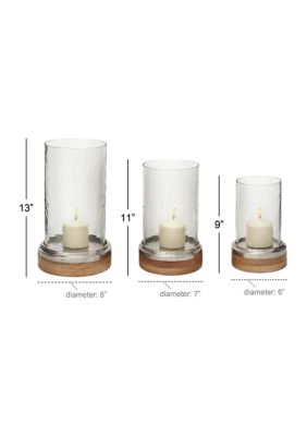 Traditional Wood Hurricane Lamp - Set of 3