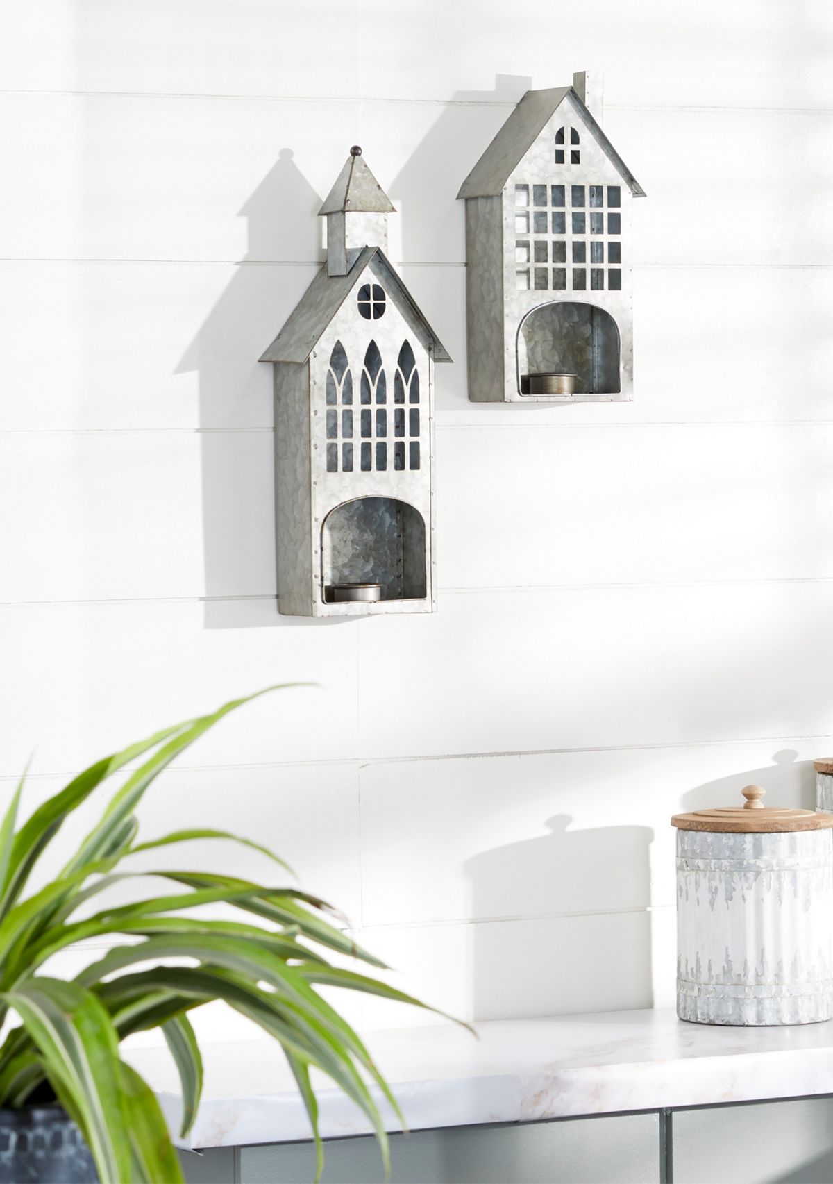 Farmhouse Metal Candle Holder - Set of 2