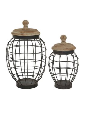 Farmhouse Metal Decorative Jars - Set of 2