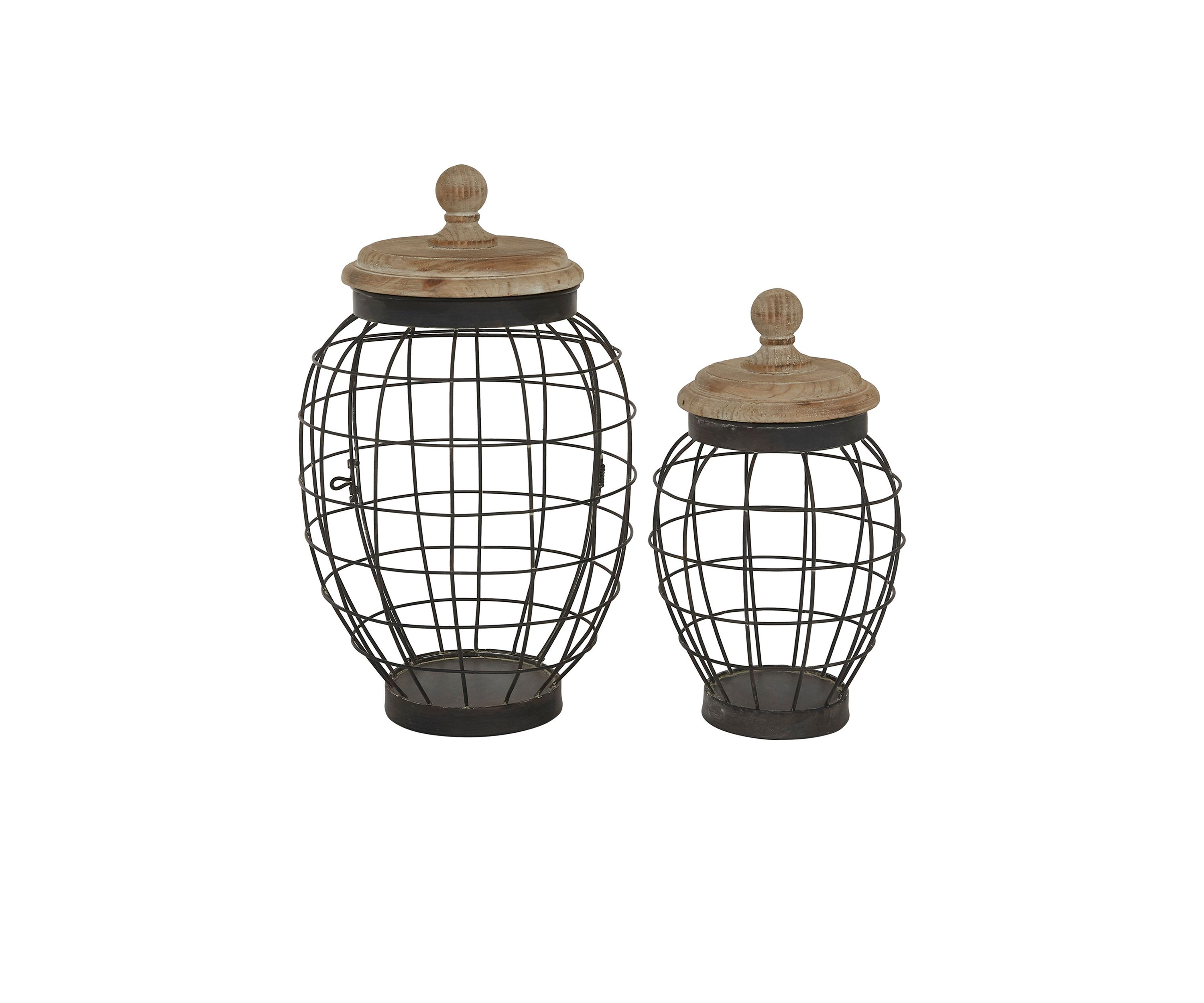 Farmhouse Metal Decorative Jars - Set of 2