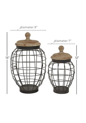 Farmhouse Metal Decorative Jars - Set of 2