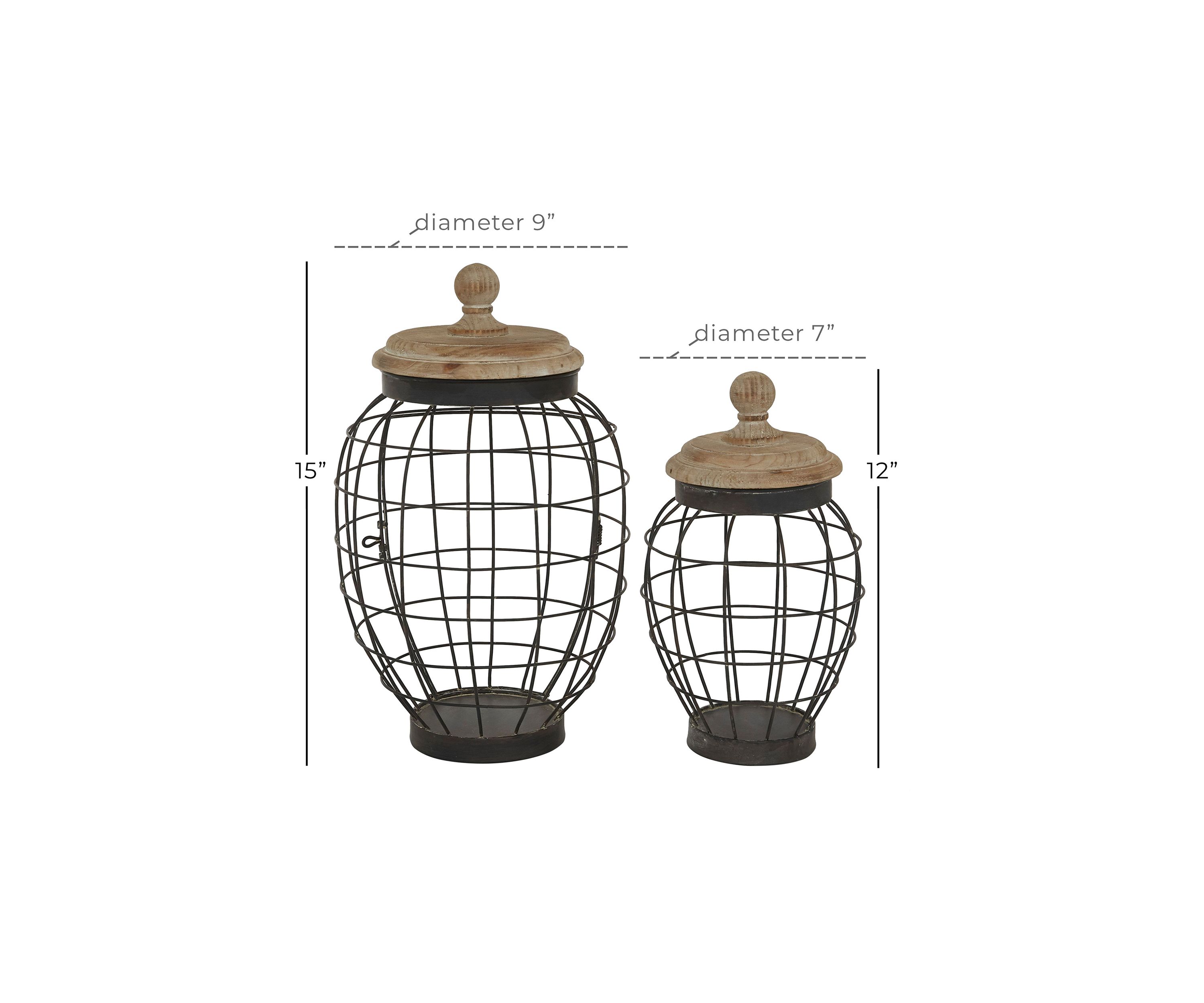Farmhouse Metal Decorative Jars - Set of 2
