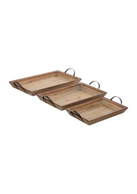 Coastal Wood Tray - Set of 3