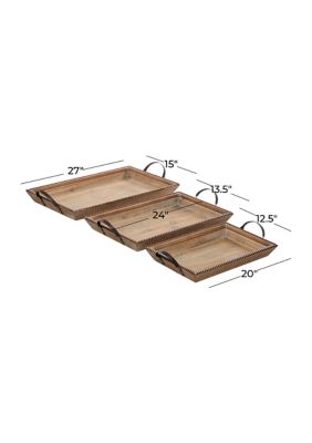 Coastal Wood Tray - Set of 3