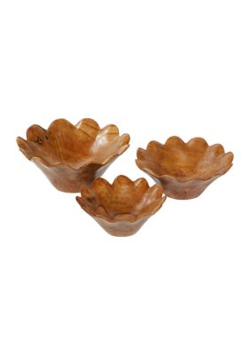 Bohemian Teak Wood Decorative Bowl - Set of 3