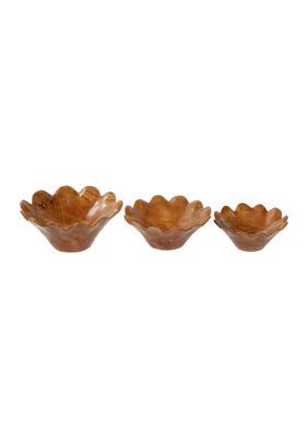 Bohemian Teak Wood Decorative Bowl - Set of 3