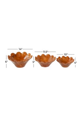 Bohemian Teak Wood Decorative Bowl - Set of 3