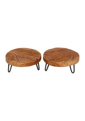 Rustic Teak Wood Tray - Set of 2