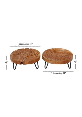Rustic Teak Wood Tray - Set of 2