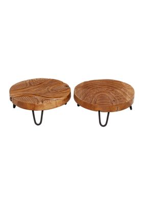 Rustic Teak Wood Tray - Set of 2