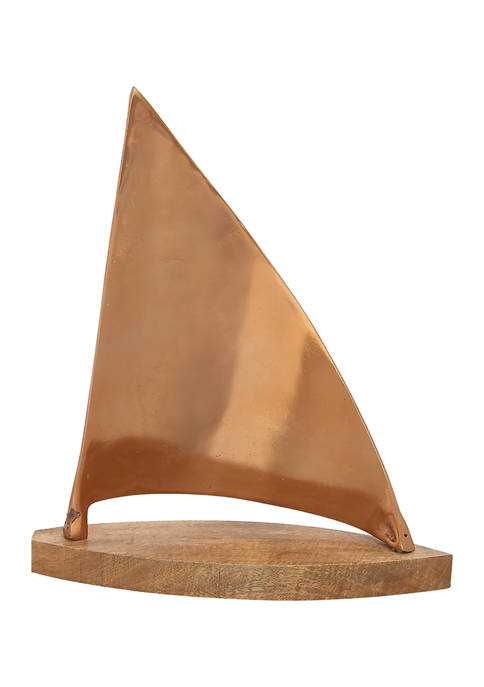 Set of 2 Aluminum Coastal Sail Boat Sculpture
