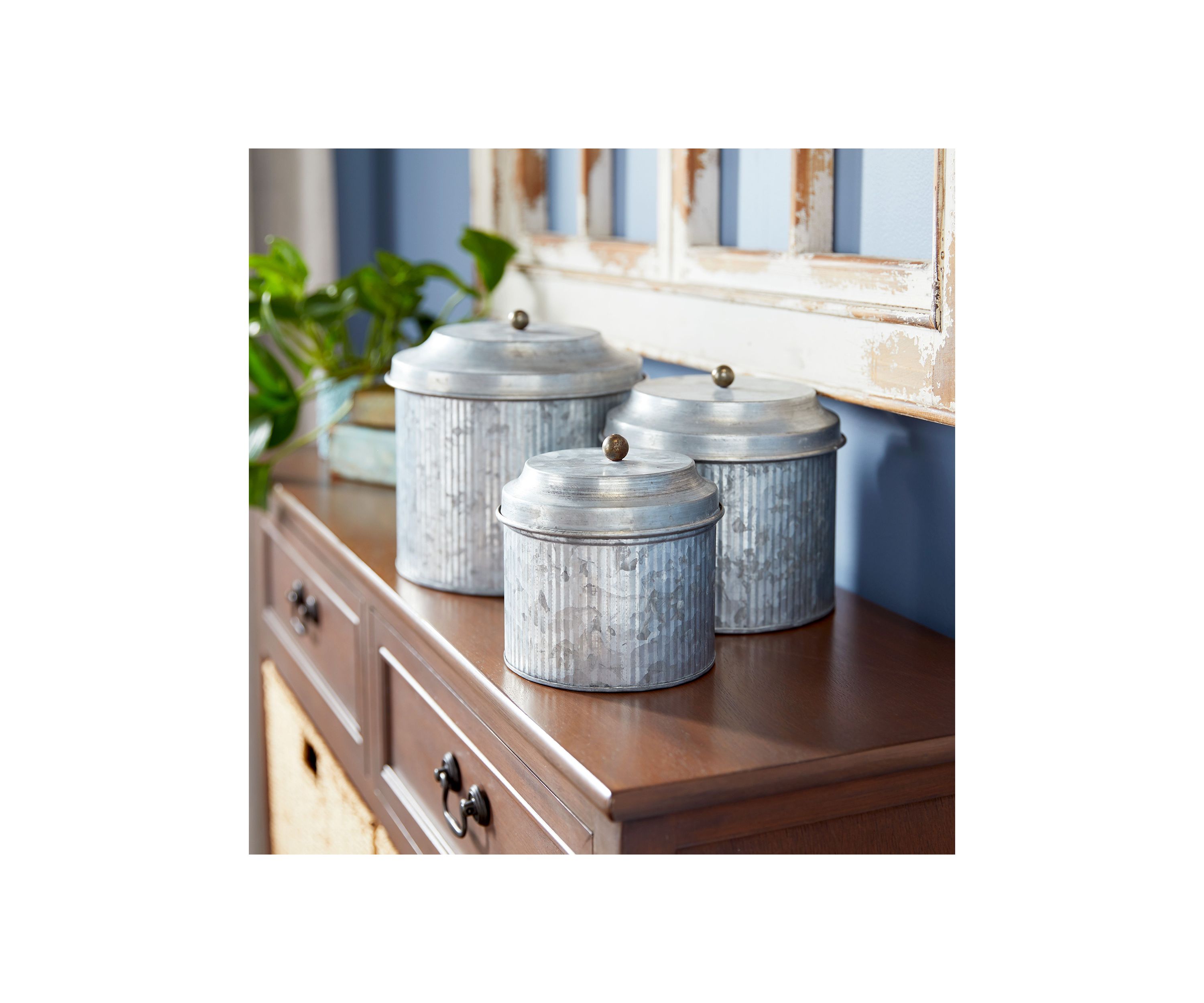 Farmhouse Metal Decorative Jars - Set of 3