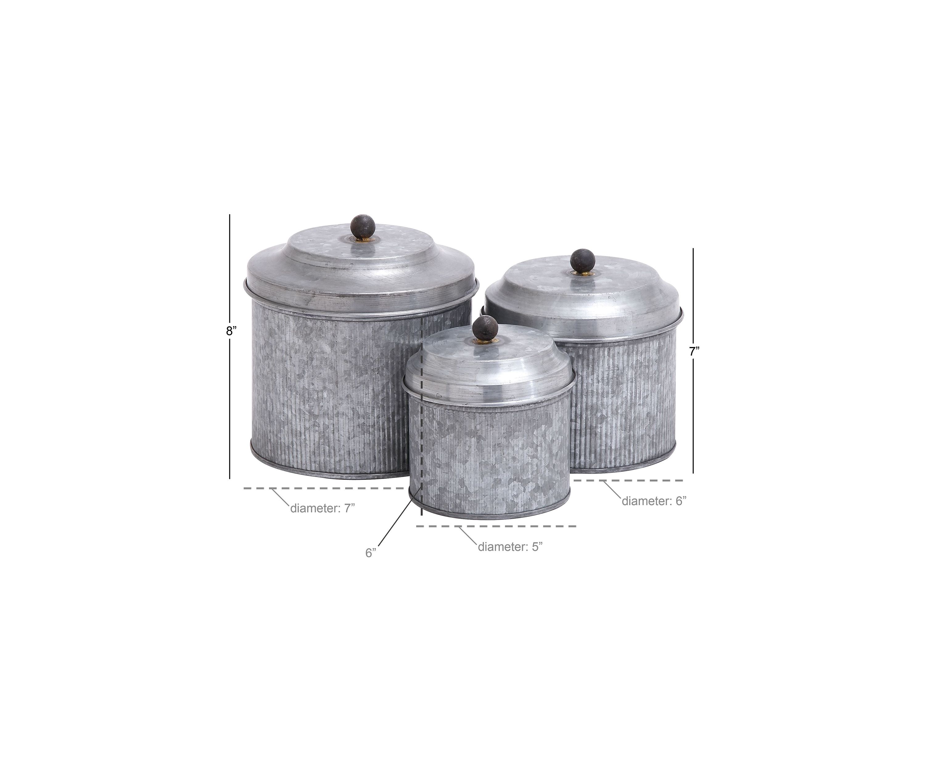 Farmhouse Metal Decorative Jars - Set of 3