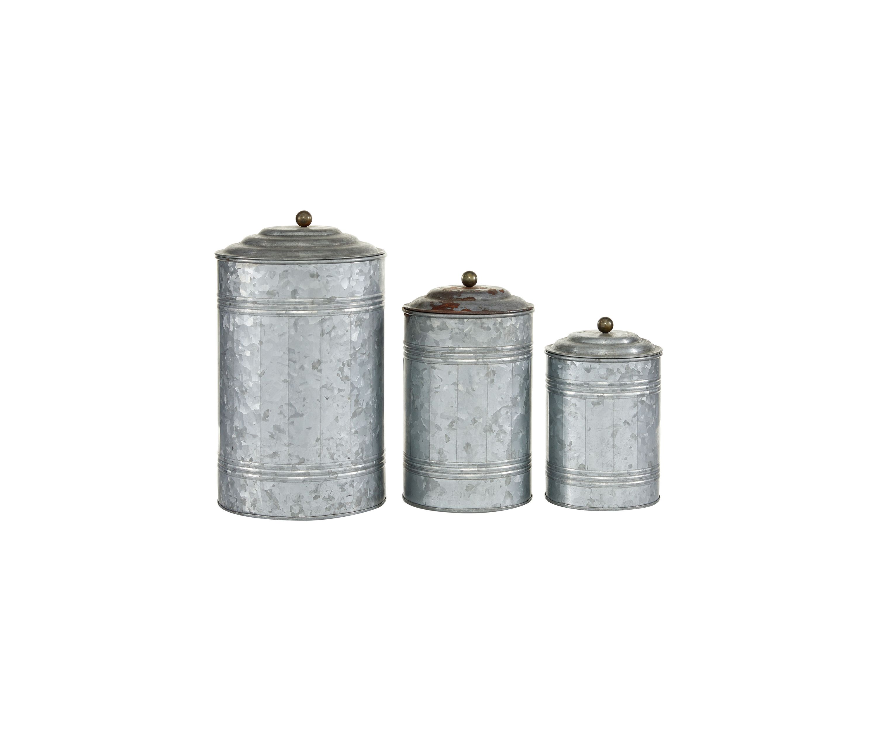 Farmhouse Metal Decorative Jars - Set of 3