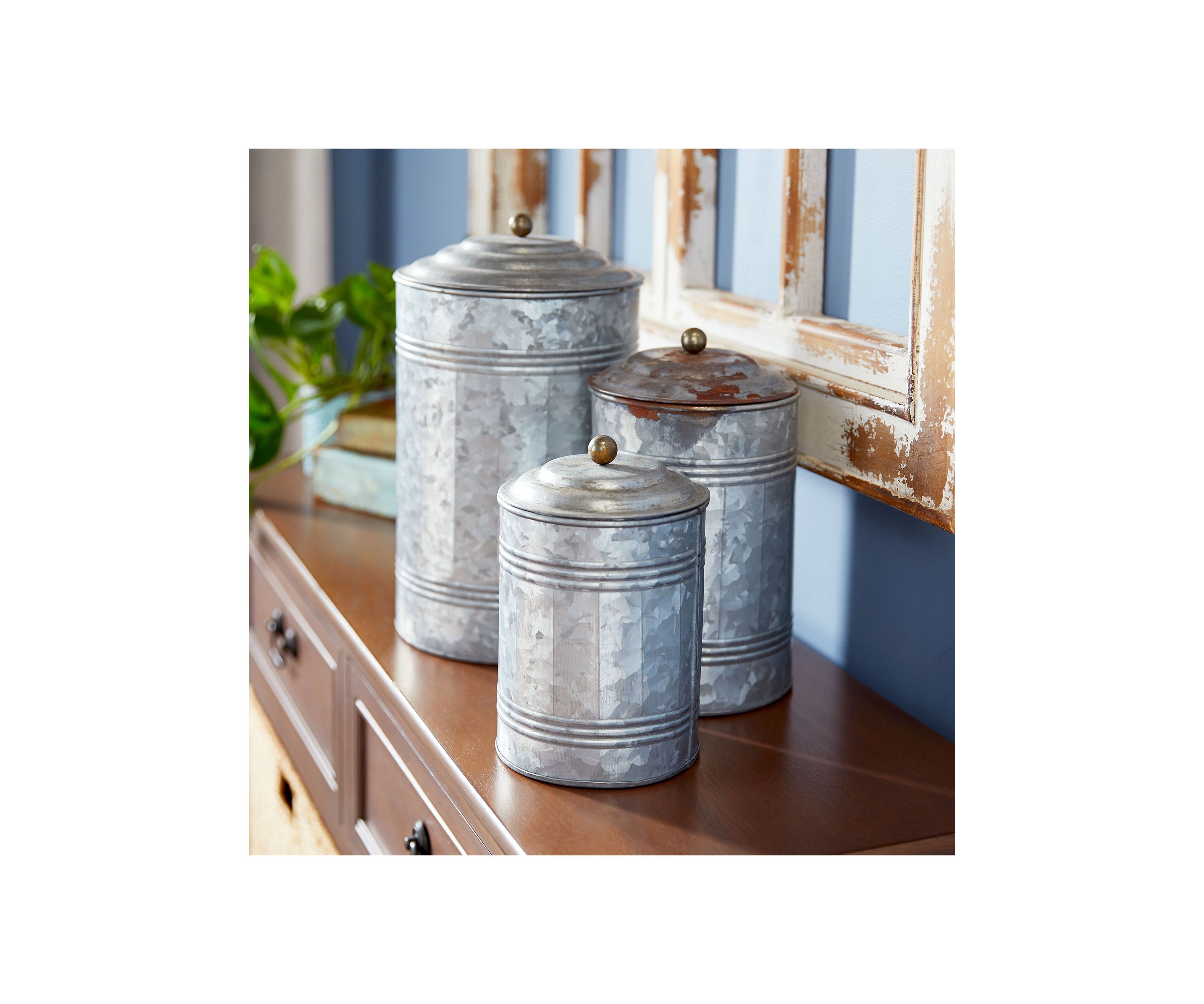 Farmhouse Metal Decorative Jars - Set of 3